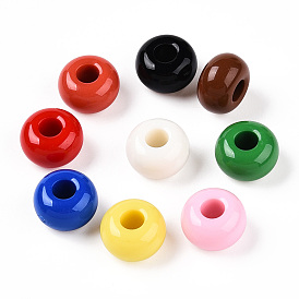 Opaque Acrylic Beads, Flat Round