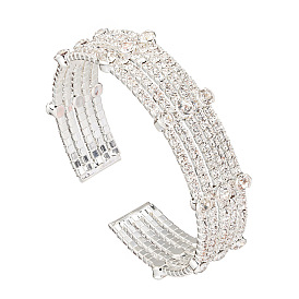 Conjunto de pulsera y brazalete de cristal brillante para accesorios de boda.