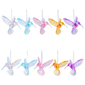 10Pcs 5 Colors Acrylic Pendant Decorations, Bird
