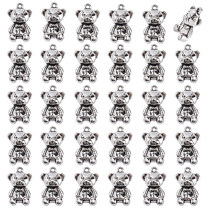 100Pcs Tibetan Style Alloy Pendants, Bear