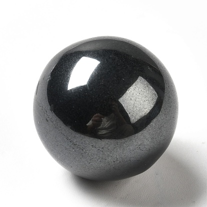 Perles en pierre noire naturelle, pas de trous / non percés, ronde
