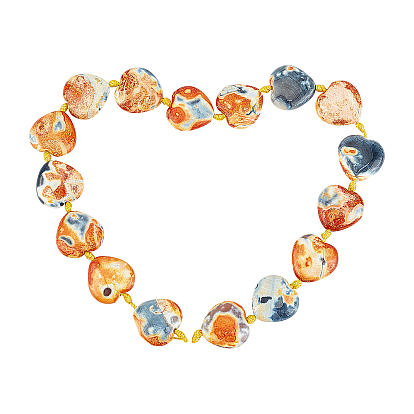Natural Fire Crackle Agate Beads Strands, Dyed & Heated, Heart