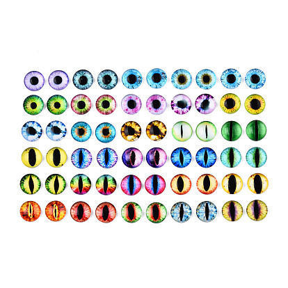 Glass Cabochons, Half Round/Dome with Eyes
