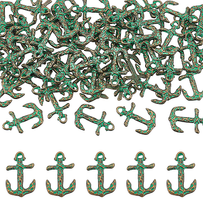 60Pcs Tibetan Style Alloy Pendants, Antique Bronze & Green Patina