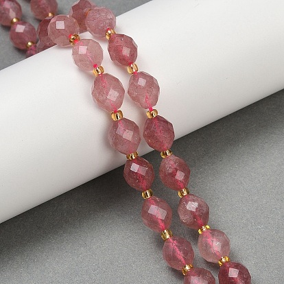 Природного кварца клубники нитей бисера, граненые, овальные, с бисером