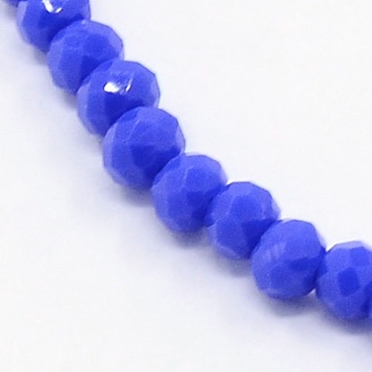 Opaque Solid Color Crystal Glass Faceted Rondelle Beads Strands