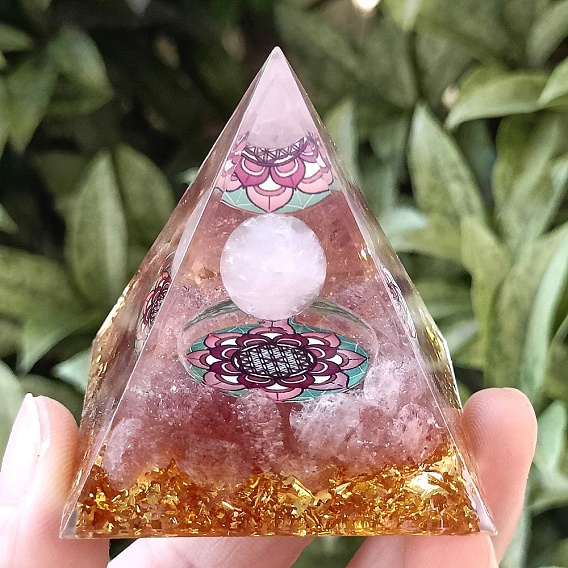 Генераторы энергии смолы оргонитовой пирамиды, рейки натуральный розовый кварц и клубничный кварцевый чип внутри для украшения стола в домашнем офисе