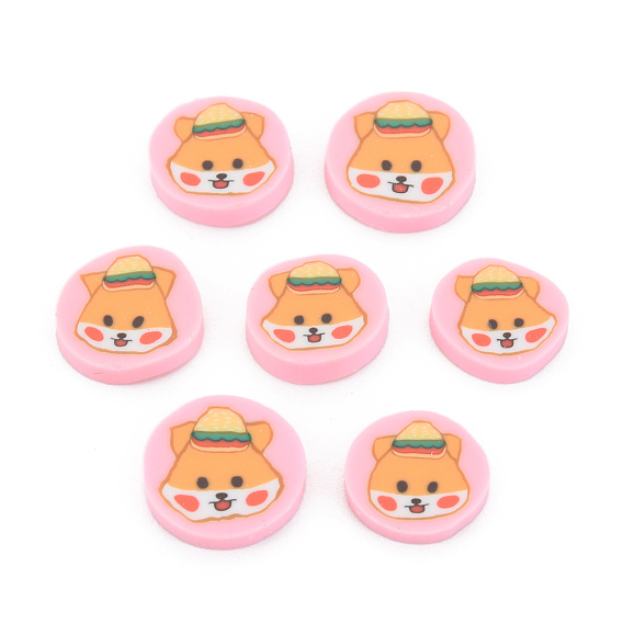 Handmade Polymer Clay Cabochons, Polymer Clay Slices for Resin Crafts & DIY Projects, Flat Round with Dog