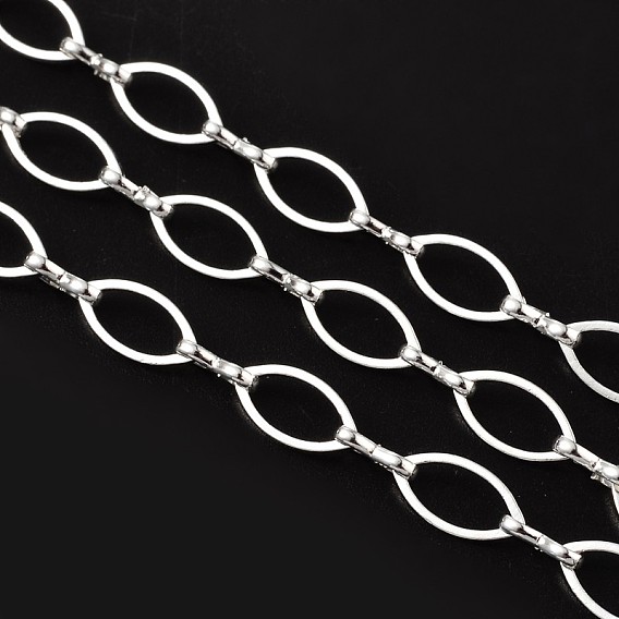 Латунные цепи для ручной работы , цепи маркиза, несварные, с катушкой, лошадиный глаз , 6x11x1 мм, 1.2x7.5x3 мм