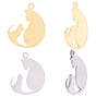 20Pcs 2 Colors 304 Stainless Steel Pendants, Cat Charms