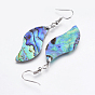 Abalone Shell/Paua Shell Dangle Earrings, with Brass Findings, Mixed Shapes