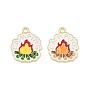 Pendentifs en émail , feu avec des charmes de camping à mots, or