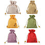 24Pcs 6 Colors Flower Printed Cloth Drawstring Bags, Sachet Pouches, Rectangle