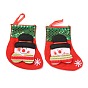 Cloth Hanging Christmas Stocking, with Paillettes, Candy Gift Bag, for Christmas Tree Decoration, Snowman