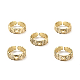 Clear Cubic Zirconia Heart Open Cuff Ring, Brass Jewelry for Women, Cadmium Free & Nickel Free & Lead Free