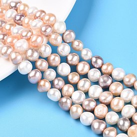 Natural Cultured Freshwater Pearl Beads Strands, Two Sides Polished