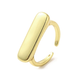 Rack Plating Brass Finger Ring, Cuff Ring, Long-Lasting Plated, Cadmium Free & Lead Free, Rectangle
