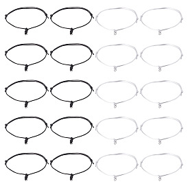 20шт 2 цвета регулируемый нейлоновый шнур изготовление браслета, с 304 кольцами из нержавеющей стали, цвет нержавеющей стали