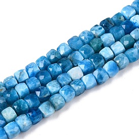 Natural Apatite Beads Strands, Faceted, Cube