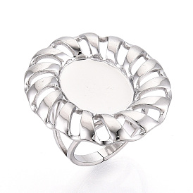 Adjustable 304 Stainless Steel Ring Components, Oval Pad Ring Settings
