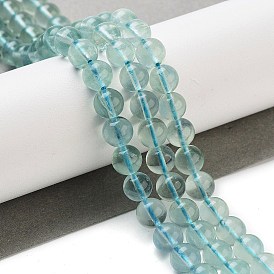 Natural Blue Fluorite Beads Strands, Grade A, Round