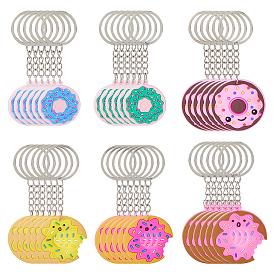 60 шт. 6 стили брелоки из цинкового сплава, пончик, с пвх, платина