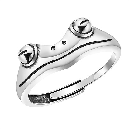 Adjustable 925 Sterling Silver Frog Finger Rings