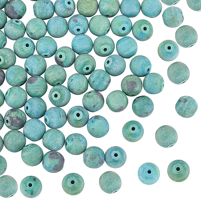 2 Strands Synthetic Chrysocolla Beads Strands, Frosted, Round