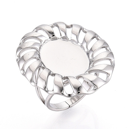 Adjustable 304 Stainless Steel Ring Components, Oval Pad Ring Settings
