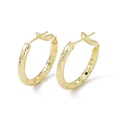 Rack Plating Brass Rectangle Pattern Huggie Hoop Earrings for Women, Cadmium Free & Lead Free