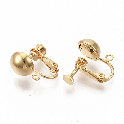 Brass Screw On Clip Earring Converter, Spiral Ear Clip, for Non-Pierced Ears, with Loop, Nickel Free