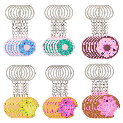 60 шт. 6 стили брелоки из цинкового сплава, пончик, с пвх, платина