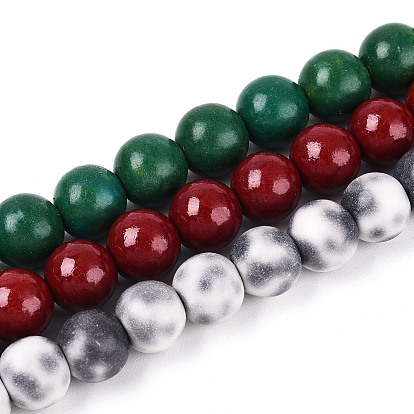 Синтетический бирюзовый круглых бусин пряди, окрашенные