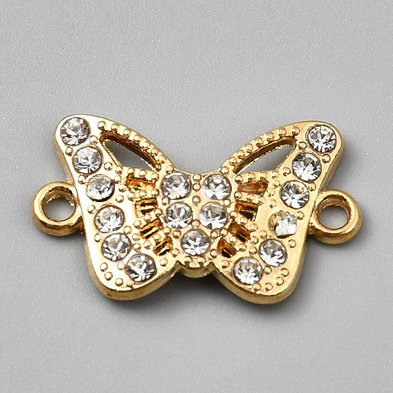 Zinc Alloy Rhinestone Connector Charms, Butterfly