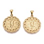 Religion 304 Stainless Steel Pendants, Flat Round with Virgin Mary Charms, Ion Plating(IP), with Bails