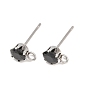 304 Застежка для сережек-гвоздиков из нержавеющей стали с микропаве из кубического циркония, с петлей