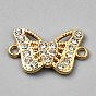 Zinc Alloy Rhinestone Connector Charms, Butterfly