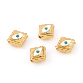 Brass Enamel Beads, Rhombus with Eye
