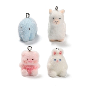 Подвески из непрозрачной смолы, с платиновыми тоновыми железными петлями