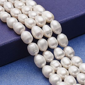 Natural Cultured Freshwater Pearl Beads Strands, Potato, White
