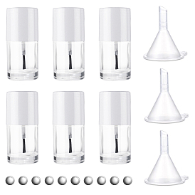 Прозрачный стеклянный лак для ногтей пустая бутылка, с 201 шариками из нержавеющей стали и пластиковой воронкой