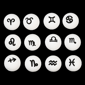 The Zodiac Silicone Beads, Round, White