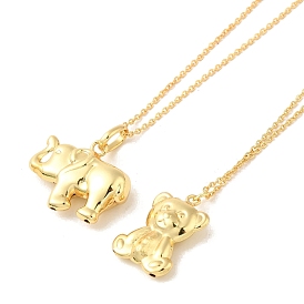 Elephant/Bear Pendant Necklaces, Brass Cable Chain Necklaces for Women