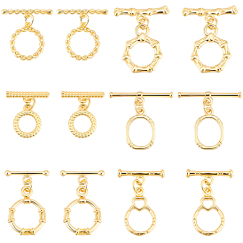 12шт. 6 стили латунные застежки-тоглы, с прыжковых колец, долговечный, кольцо