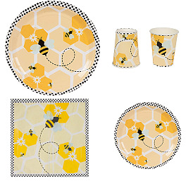  Bumble Bee Party Set Cutlery Tissue Paper Tissue Plate Paper Cup Party Decoration Cutlery