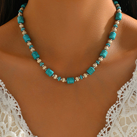 Элегантные ожерелья ручной работы из синтетической бирюзы в стиле бохо для женщин в подарок на свидание, золотые