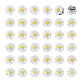 60pcs broches en fer, avec la fleur de résine, platine