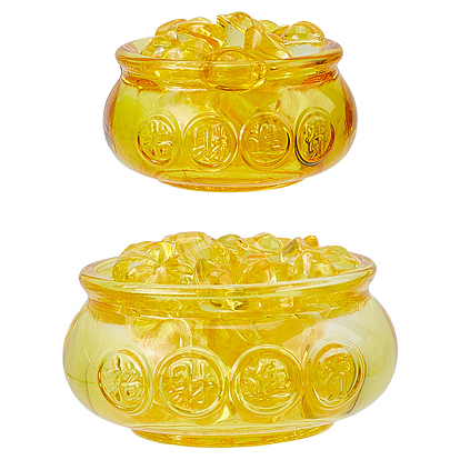 2шт. 2 стили стеклянных чаш для демонстрации богатства, декоративные элементы, слитком внутри, домашний офис фэн-шуй декор