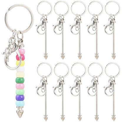 10 шт. брелок из сплава с бусинами для изготовления ювелирных изделий своими руками, С застежками из омаров сплава и железным кольцом, пуля