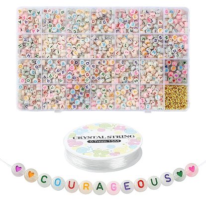 Набор для изготовления ожерелья из акрила и пластика с буквами и сердечками своими руками, эластичный браслет из бисера, комплект ювелирных изделий